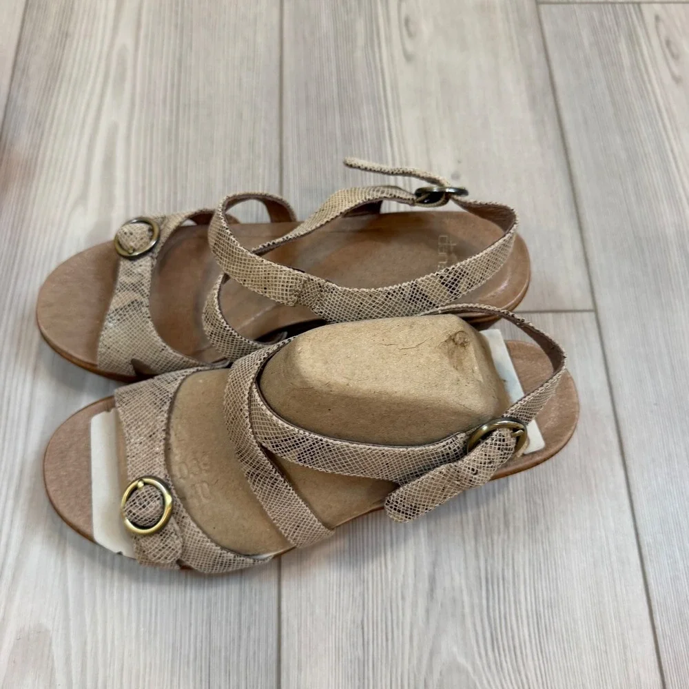NEW Dansko Julie Snake Taupe Leather Wedge Sandals Platform Buckle US 10 EU 40